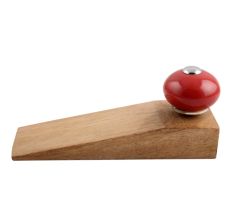 2 Pieces Red Round Ceramic Wooden Door Stopper